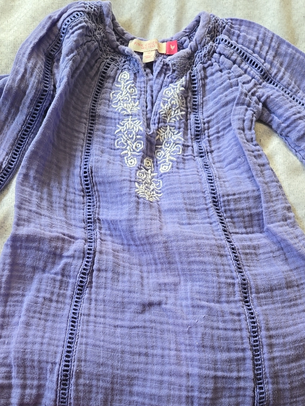 Pink Chicken Lavender Embroidered Tunic Top